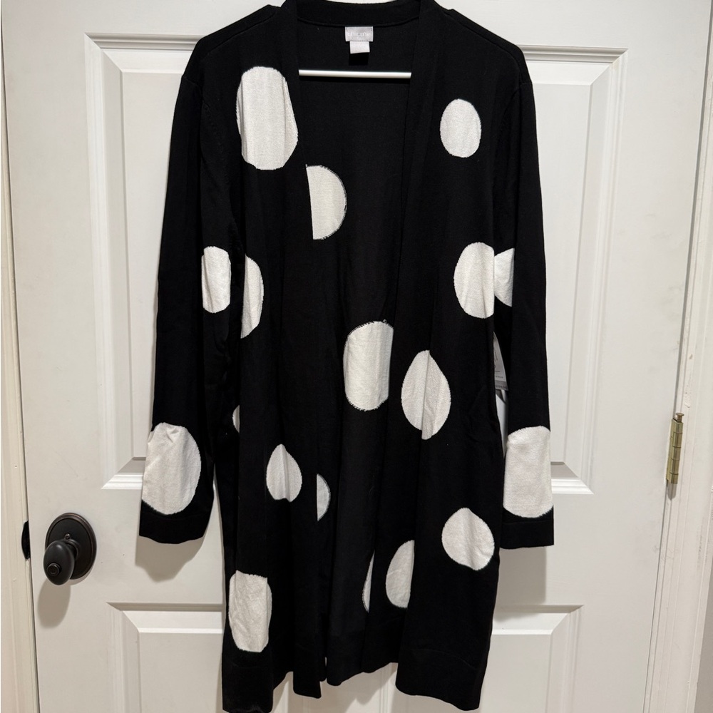 Chico's Black Cardigan with White Polka Dots